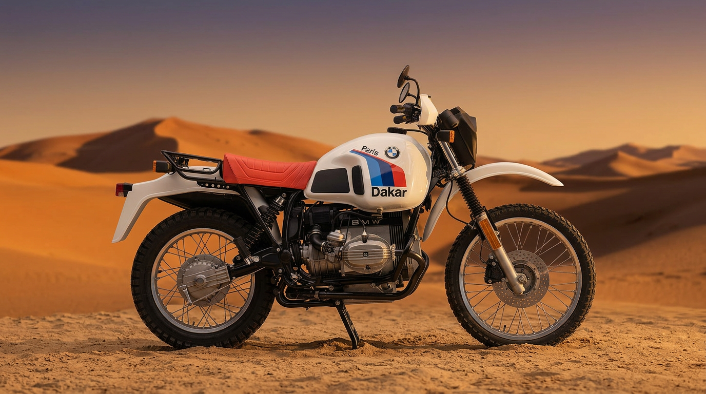 1985 BMW R80 G/S Paris-Dakar in de woestijn